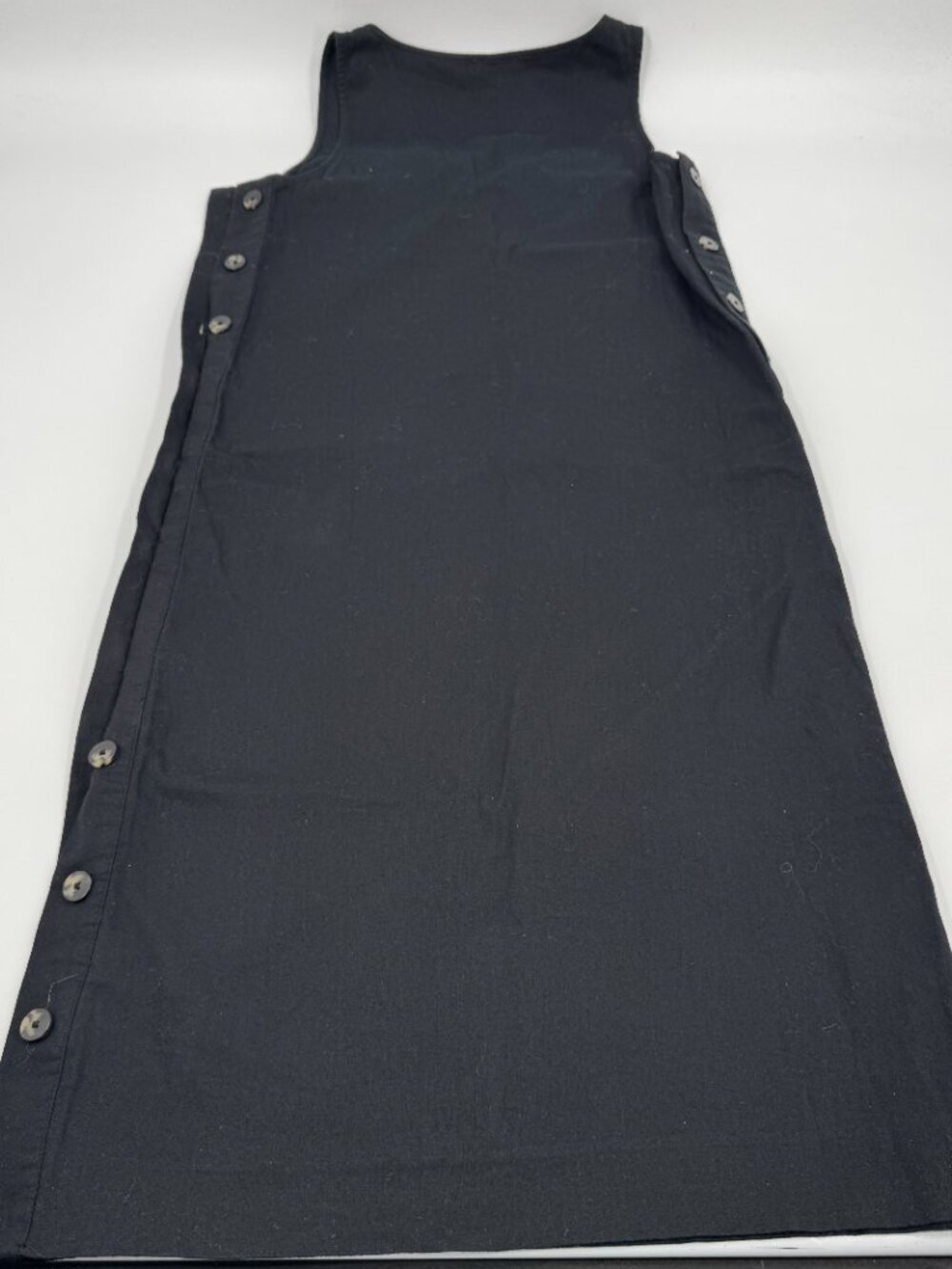 Madewell‎ Side-Button Midi Dress Womens XXS Black Linen Blend Sleeveless NA269 - Picture 7 of 8